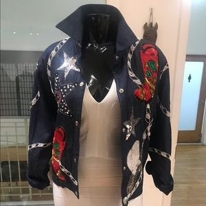 Felicity by Harrison Morgan Sequins Denim Jacket